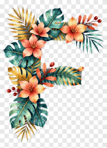 Floral Letter F Composition PNG