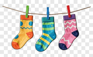 Colorful Socks Hanging On A Line PNG