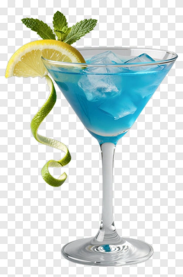 Blue Cocktail With Lemon And Mint PNG