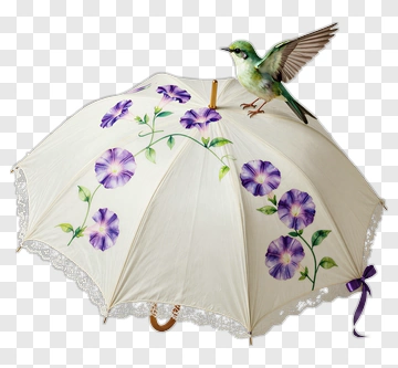 Decorative Umbrella With Bird PNG
