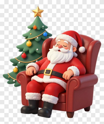 Cartoon Santa Claus Sitting In A Chair PNG