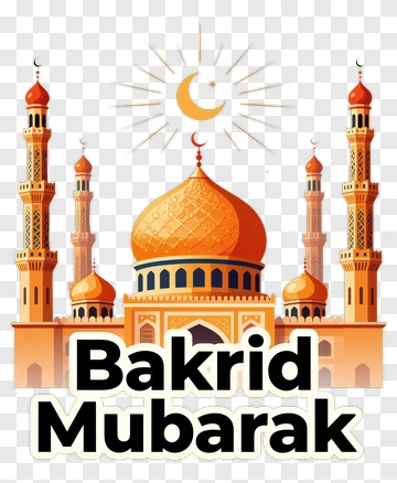 Bakrid Mubarak Celebration With Mosque Illustration PNG