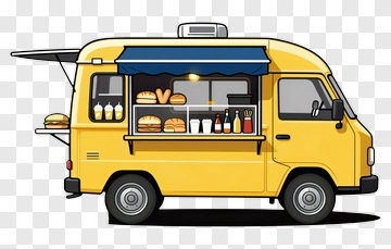 Cartoon Food Truck With Burgers And Condiments PNG