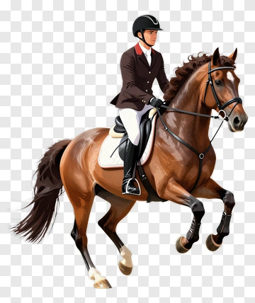 Equestrian Rider On A Brown Horse PNG