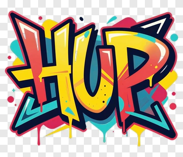 Colorful Graffiti Text 'Hup' PNG