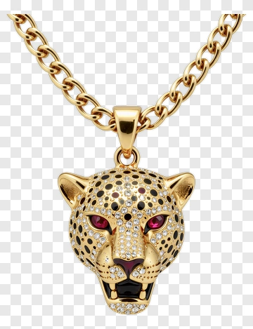 Gold Leopard Head Pendant Necklace PNG