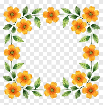Orange Floral Frame PNG