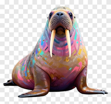 Colorful Walrus With Artistic Patterns PNG