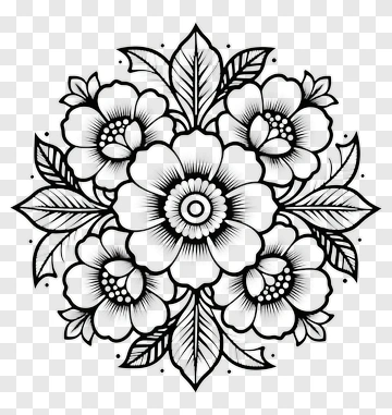 Floral Arrangement With Leaves PNG
