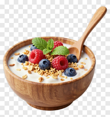 Bowl Of Yogurt With Berries And Granola PNG