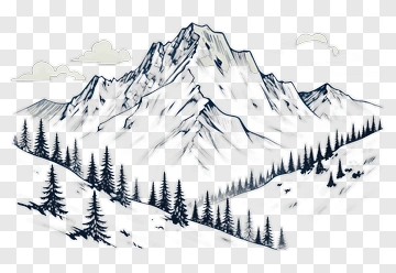 Mountain Landscape With Pine Trees PNG