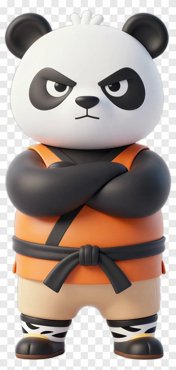 Cartoon Panda Character In Martial Arts Outfit PNG