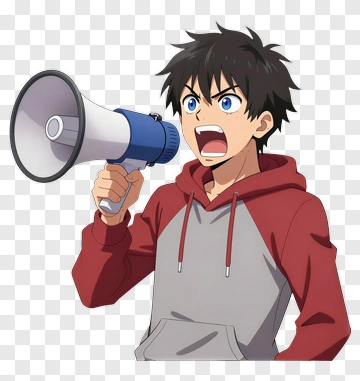 Anime Boy Holding A Megaphone PNG