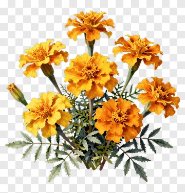 Colorful Marigold Flower Bouquet PNG