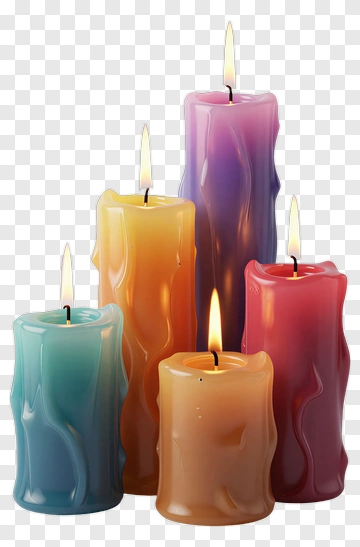 Colorful Candles With Flames PNG