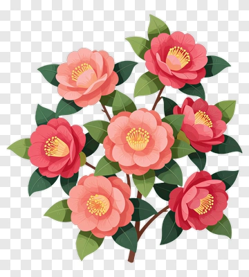 Colorful Camellia Flower Bouquet PNG