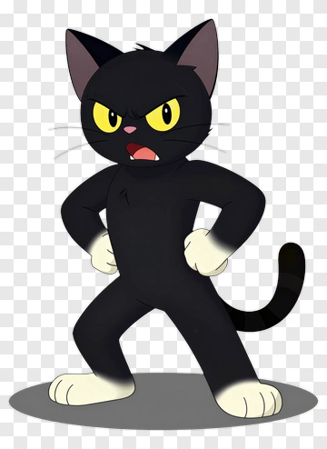 Cartoon Cat With An Angry Expression PNG