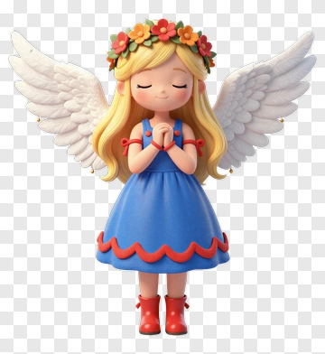 3D Angel Girl With Wings And Floral Crown PNG