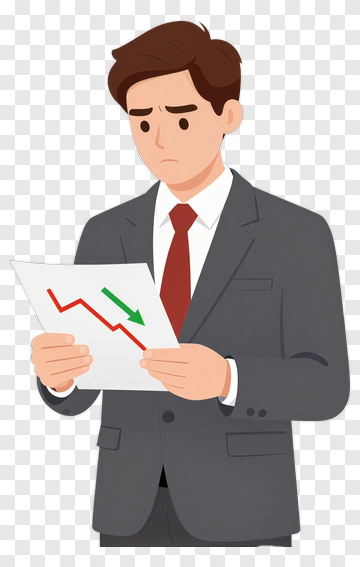 Businessman Looking Concerned At A Financial Report PNG