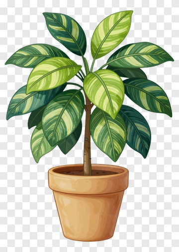 Potted Plant With Green Leaves PNG