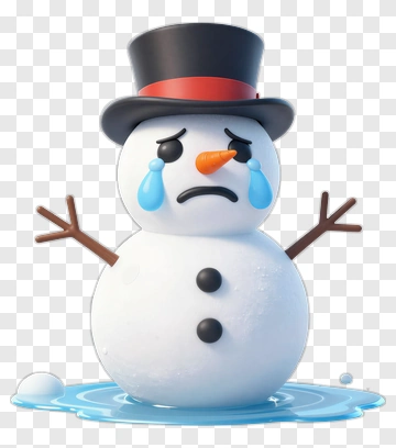 Cartoon Snowman Crying In A Puddle PNG