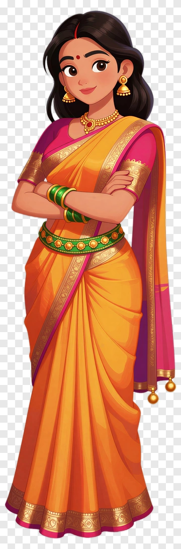Indian Woman In Traditional Saree PNG