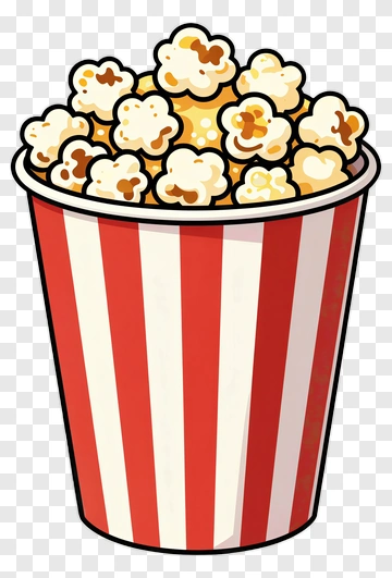 Cartoon Popcorn Bucket Filled With Popcorn PNG