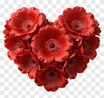 Red Heart-Shaped Floral Arrangement PNG