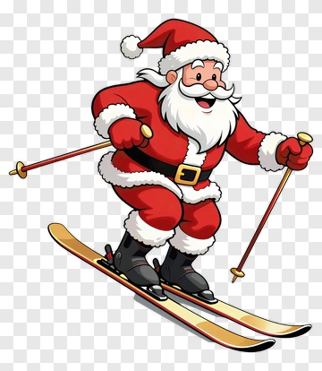 Cartoon Santa Claus Skiing PNG