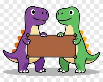 Cartoon Dinosaurs Holding A Blank Sign PNG