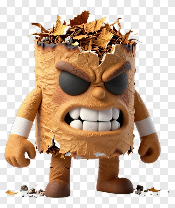 Angry Cartoon Character With Leaves PNG