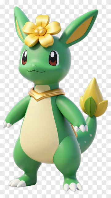 Cartoon Green Creature With Flower PNG