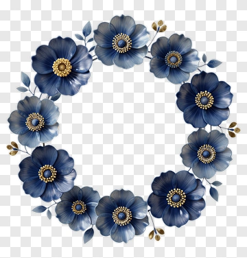 Floral Wreath With Blue Flowers PNG