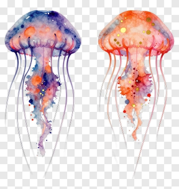Watercolor Jellyfish PNG