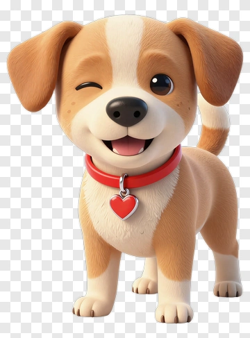 Cartoon Dog Winking With A Heart Collar PNG
