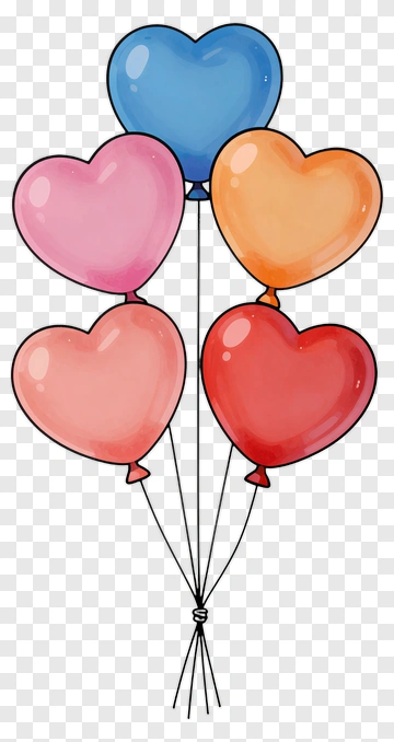 Colorful Heart Balloons PNG