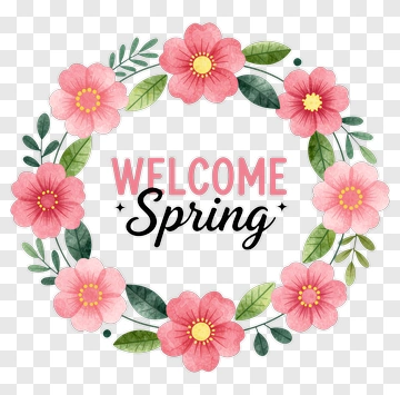 Welcome Spring Floral Wreath PNG