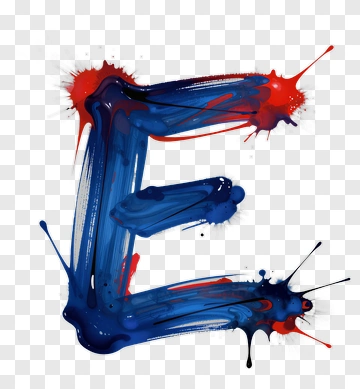 Colorful Letter E With Paint Splashes PNG