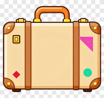 Cartoon Suitcase With Colorful Stickers PNG