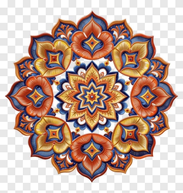 Colorful Floral Mandala Design PNG