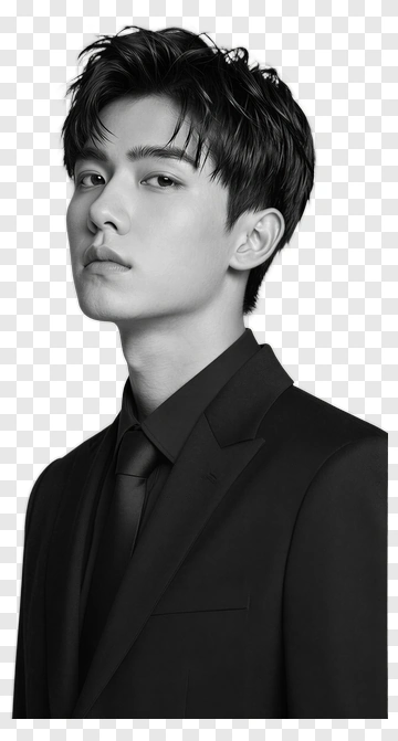 Young Man In A Black Suit PNG