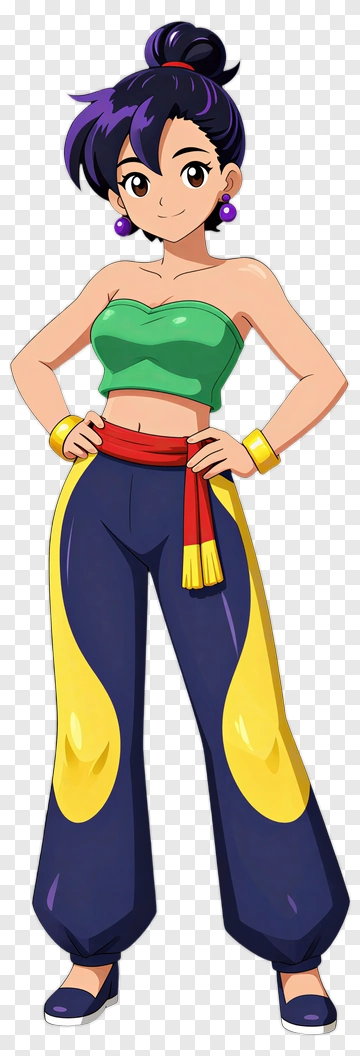 Cartoon Woman In Colorful Outfit PNG