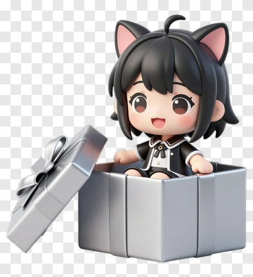 Cute Girl Character In A Gift Box PNG