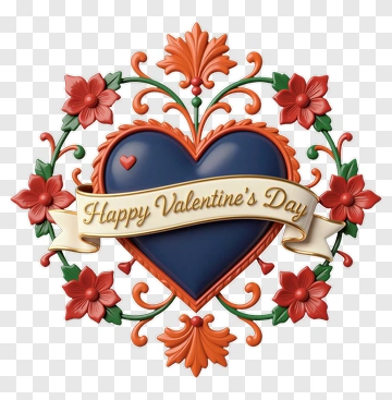 Happy Valentine's Day Heart Decoration PNG