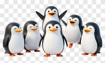 Cartoon Penguins Group PNG