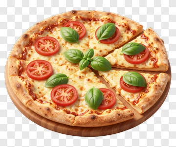 Pizza With Tomatoes And Basil PNG