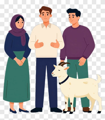 Family Group With Goat PNG