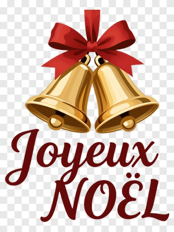 Christmas Bells With Joyeux Noël Text PNG