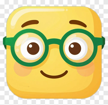 Cartoon Face With Glasses PNG