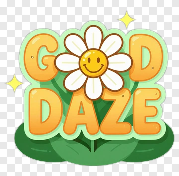 Happy Daisy With Good Daze Text PNG